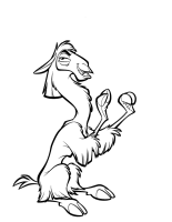 A coloring page of emperor kuzco
